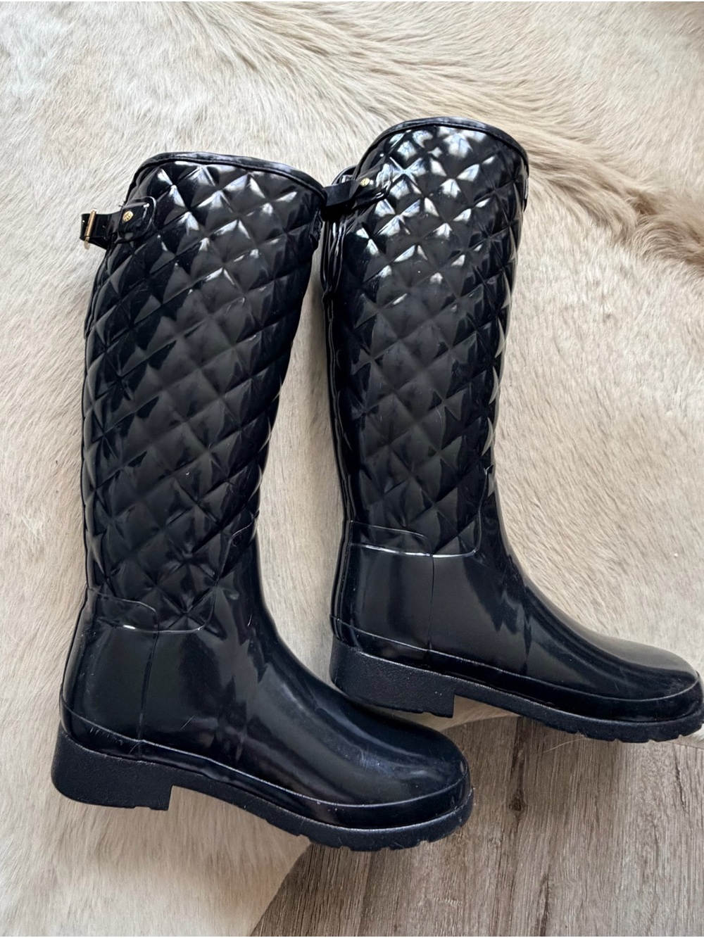 Hunter Quilted Tall Rain Boots - Black